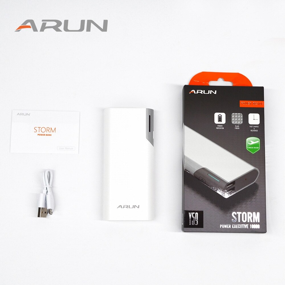 ARUN 10000mah Power Bank Dual USB High speed Charging Technology Emergency Power Supply Y59 External Battery Charger Poverban