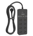 NTONPOWER 25ft, 8 Outlet Surge Protector Power Strip with USB Ports, 15A Circuit Breaker, Black