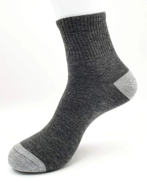 Men Two Tone Casual Style Crew Socks - dark grey/ 10.5-12.5