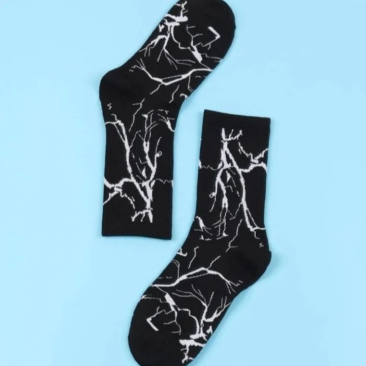 Men Graphic Crew Socks - Black and white/ one size
