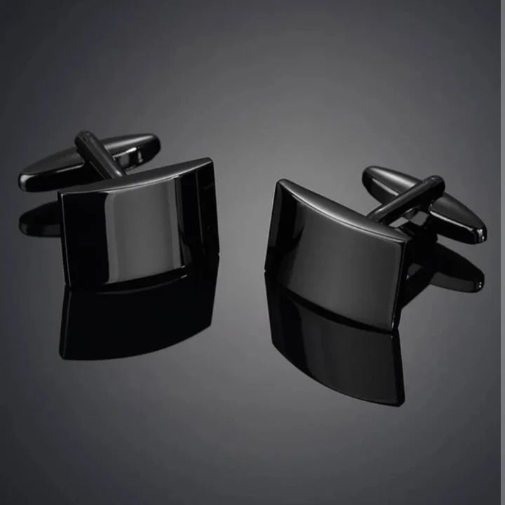 Men Rectangle Design Cufflinks - Black/ one size