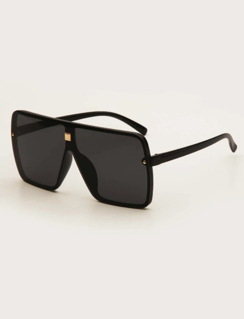 Men Flat Top Shield Fashion Glasses - Black