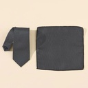 Men Striped Pattern Tie & Bandana - Black and White