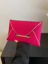 Crocodile Embossed Contrast Binding Envelope Bag - Hot Pink