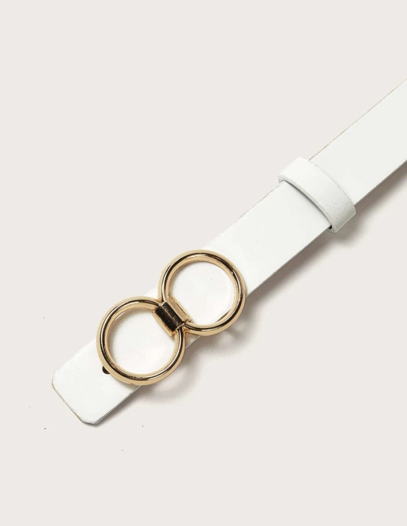 Double O-ring Buckle Belt - White