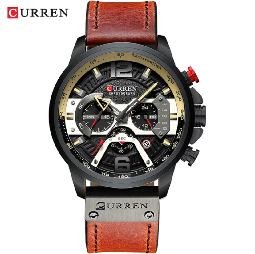 CURREN Men’s Watch Brown Leather band - brown/black