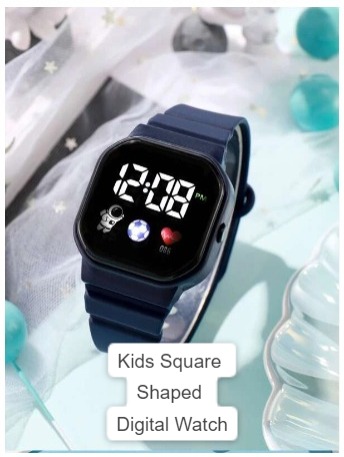 Kids Square Shaped Digital Watch - Navy blue