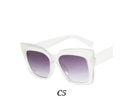 New Oversized Cat Eye Sunglasses Fashion Women/Men Gradient UV400: C5, transparent/grey