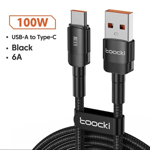 Toocki 6A 100W USB C Fast Charger Cable For Huawei P30 Pro Samsung Xiaomi Realme Oneplus Poco F3: Black 6A USB Cable, 0.5m