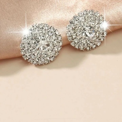 [sw210307201300449] Rhinestone Decor Stud Earrings - silver/ one size