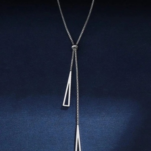 [sj2211078058599118] Geometric Charm Y Lariat Necklace - silver