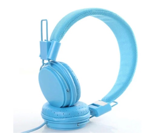 Kids Wired Ear Headphones Stylish Headband Earphones for iPad Tablet - Blue