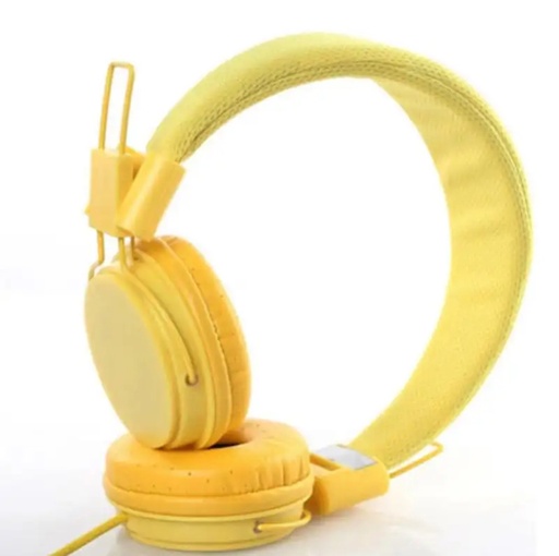 Kids Wired Ear Headphones Stylish Headband Earphones for iPad Tablet - Yellow