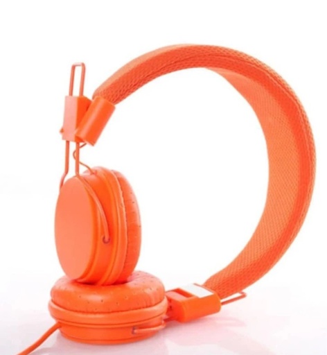 Kids Wired Ear Headphones Stylish Headband Earphones for iPad Tablet - Orange