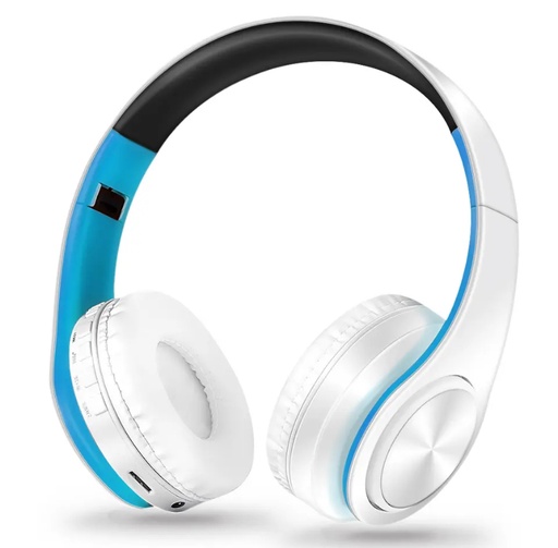 AYVVPII Lossless Player Bluetooth Headphones with Microphone Wireless Stereo Headset Music for Iphone Samsung Xiaomi mp3 Sports - White Blue