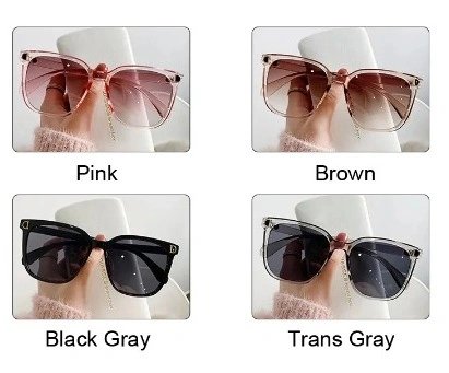Fashion Oversized Sunglasses Woman Vintage Square - Black